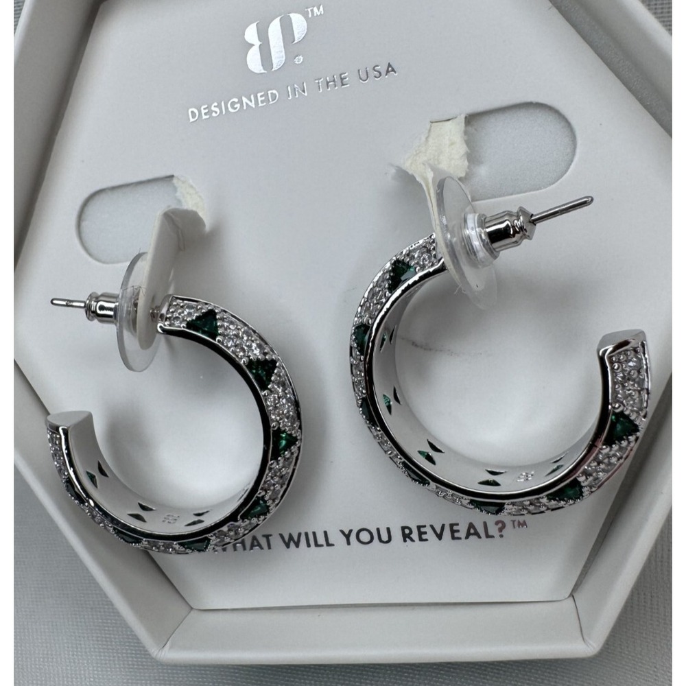 Bomb Party May Earrings ER87869 A Glimmering Vision Rhodium Hoop